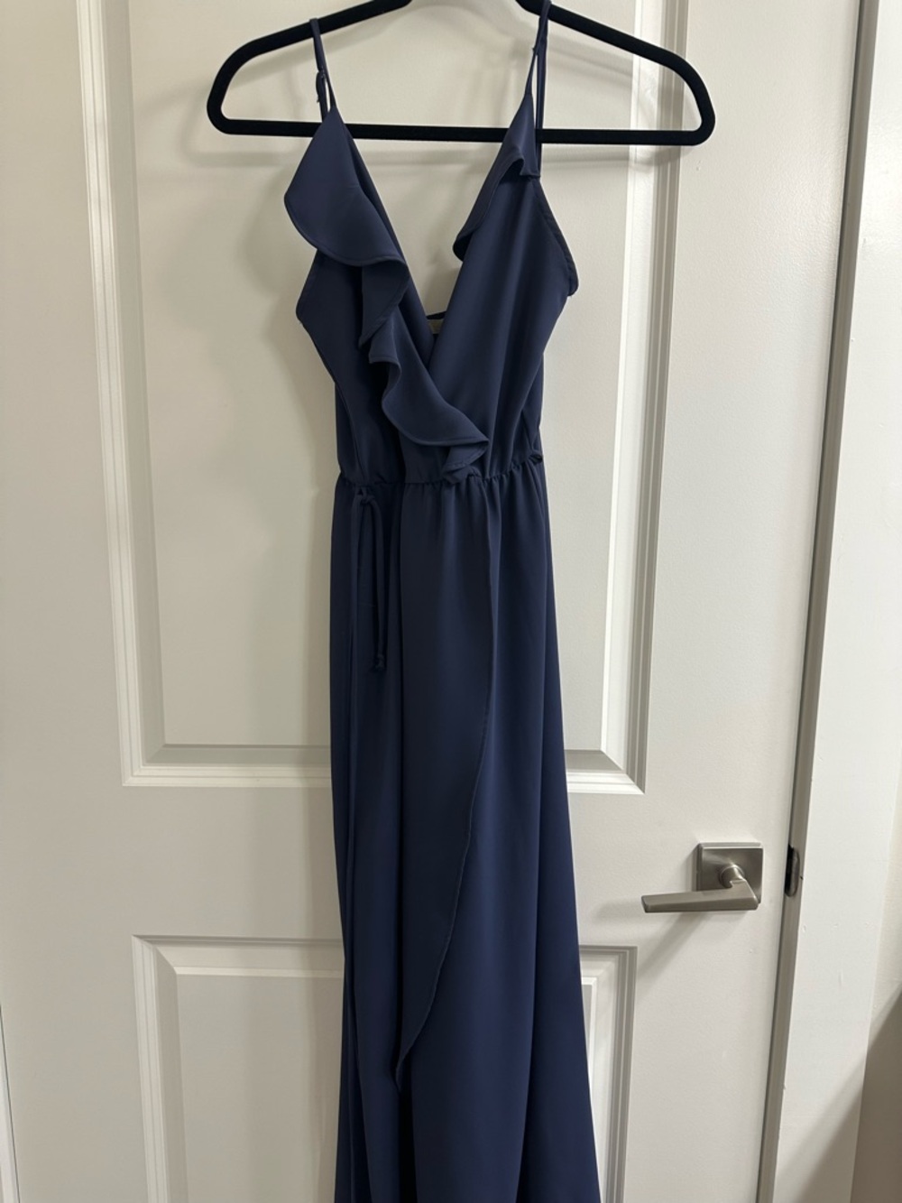 Gianni Bini Navy Ruffle Wrap Maxi Dress